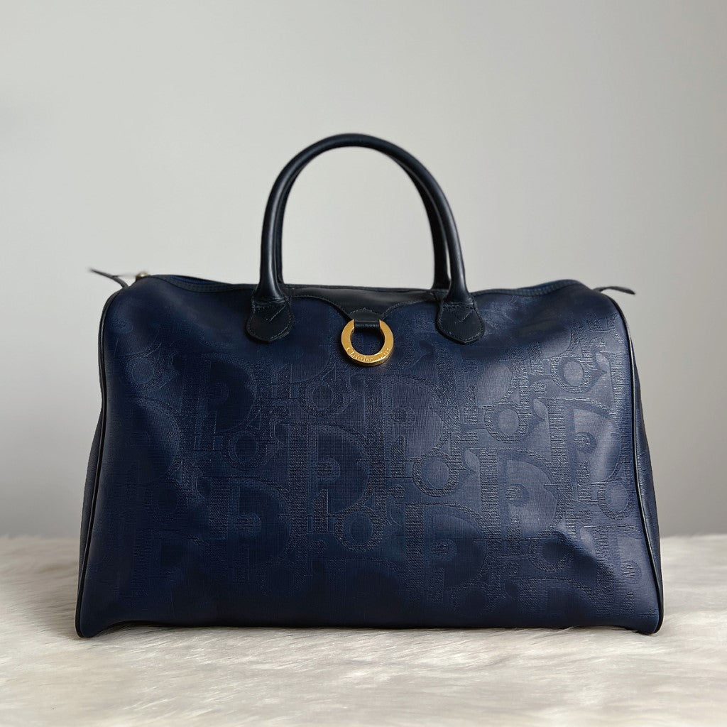 Christian Dior Signature D Monogram Ring Detail Boston Large Weekend Bag