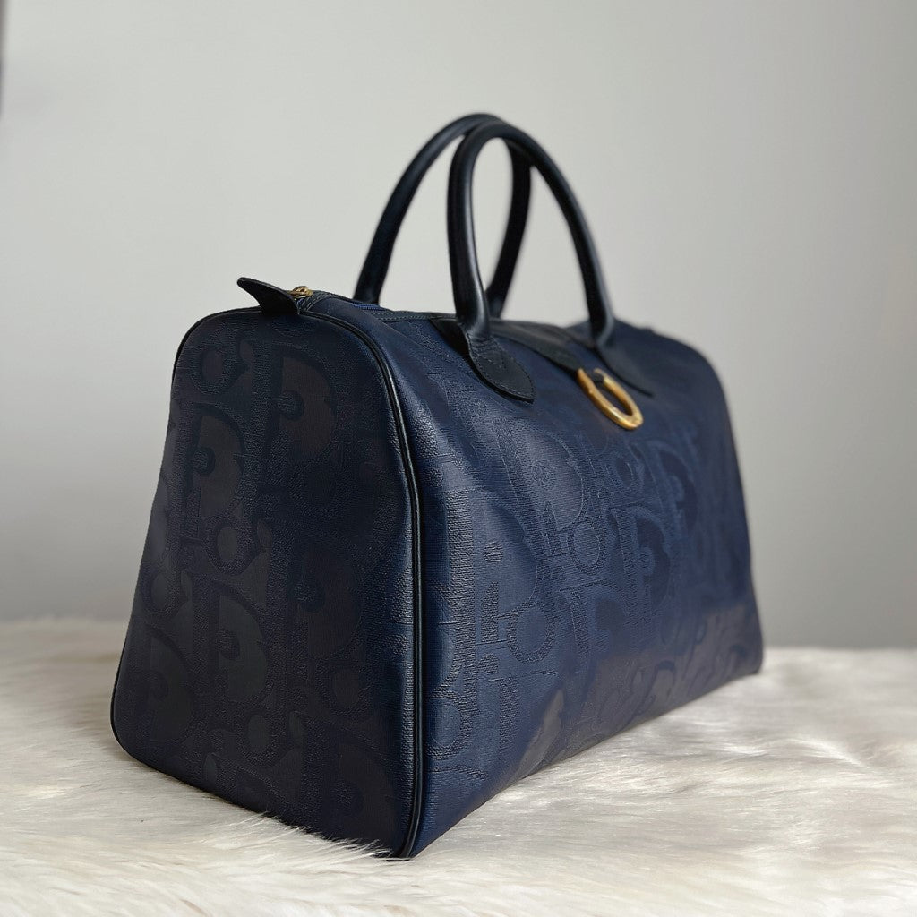 Christian Dior Signature D Monogram Ring Detail Boston Large Weekend Bag