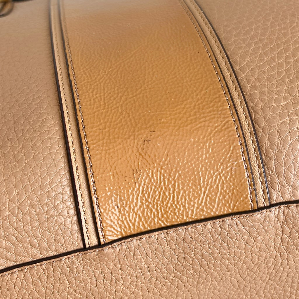 Coach Two Tone Leather Triple Compartment Chain Detail Shoulder Bag