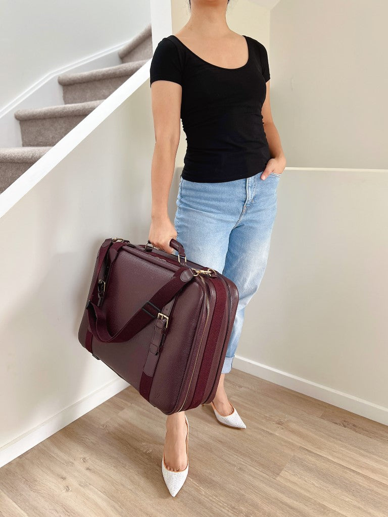 Louis Vuitton Taiga Bordeaux Leather Travel Suitcase