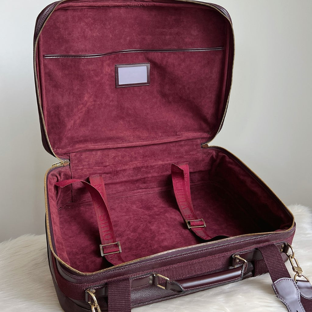 Louis Vuitton Taiga Bordeaux Leather Travel Suitcase