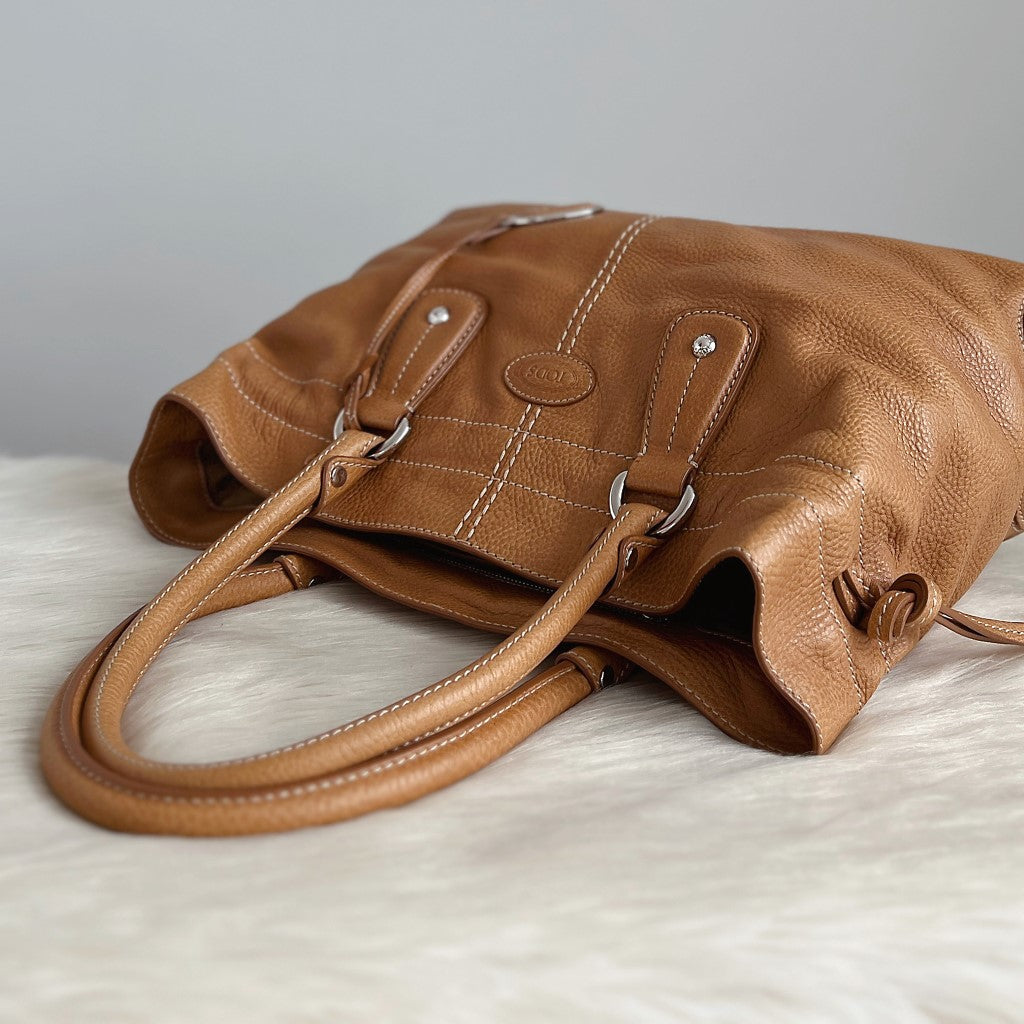 Tod's Caramel Leather Iconic Princess Diana D Tote Bag Excellent
