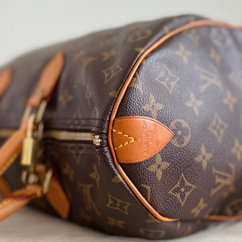 Louis Vuitton Signature Monogram Speedy 35 Bag + Lock & Keys