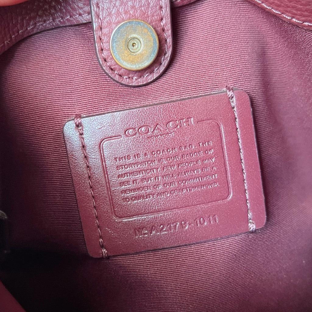 Coach Pink Leather Front Logo Bucket 2 Way Shoulder Bag Excellent