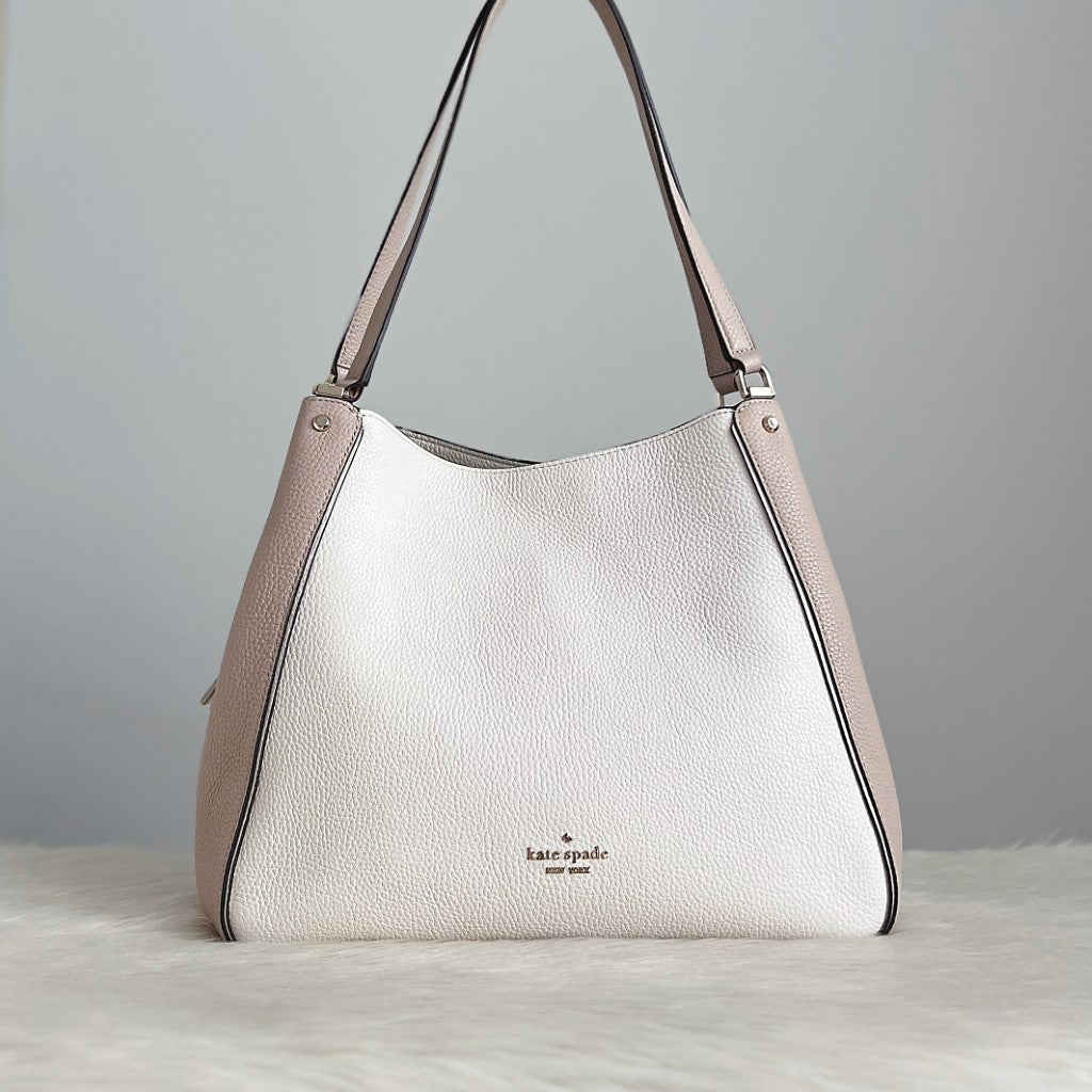 Kate Spade Two Tone Leather Triple Compartment Career Shoulder Bag Like New