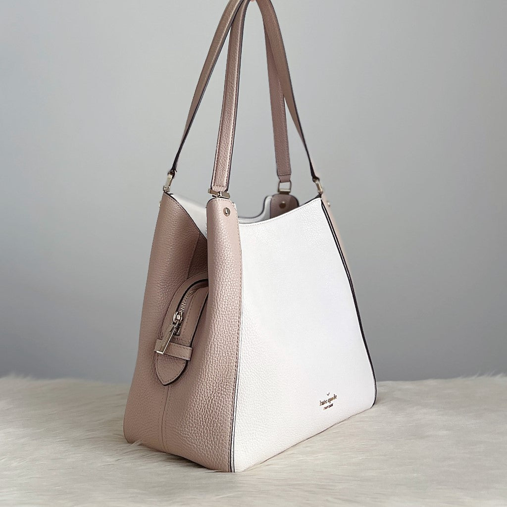 Kate Spade Two Tone Leather Triple Compartment Career Shoulder Bag Like New