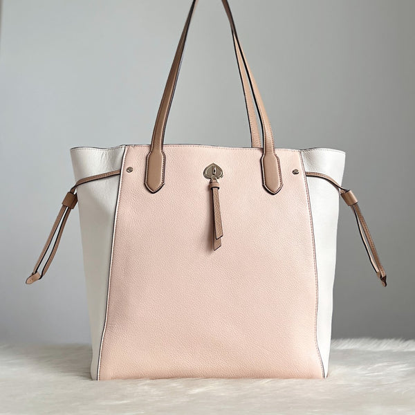 Kate Spade Tri Tone Leather Drawstring Large Shoulder Bag Like New