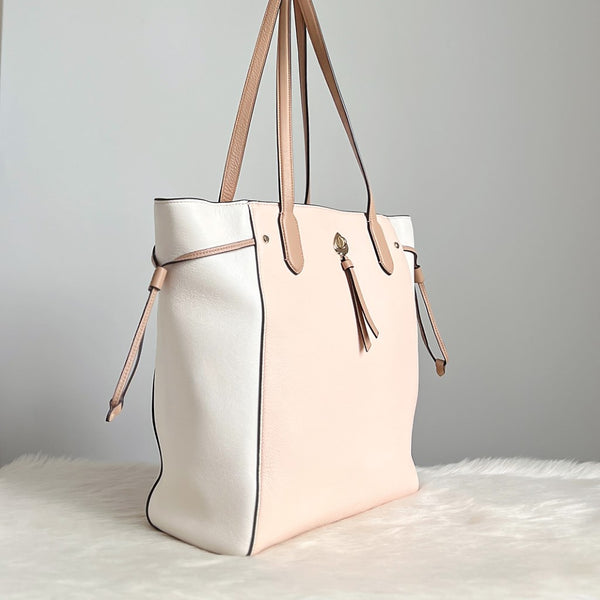 Kate Spade Tri Tone Leather Drawstring Large Shoulder Bag Like New