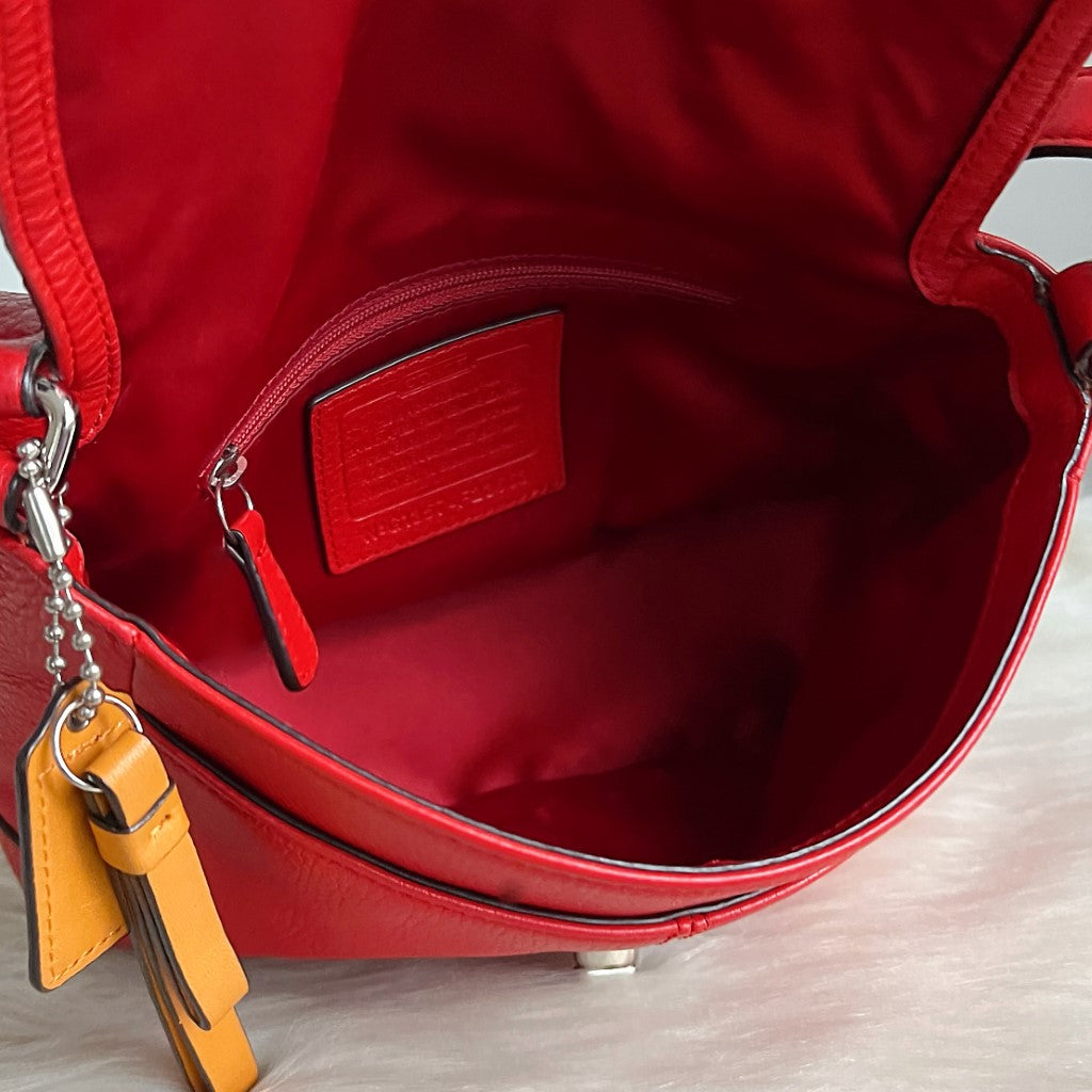 Coach Red Leather Turn Lock Crossbody Shoulder Bag