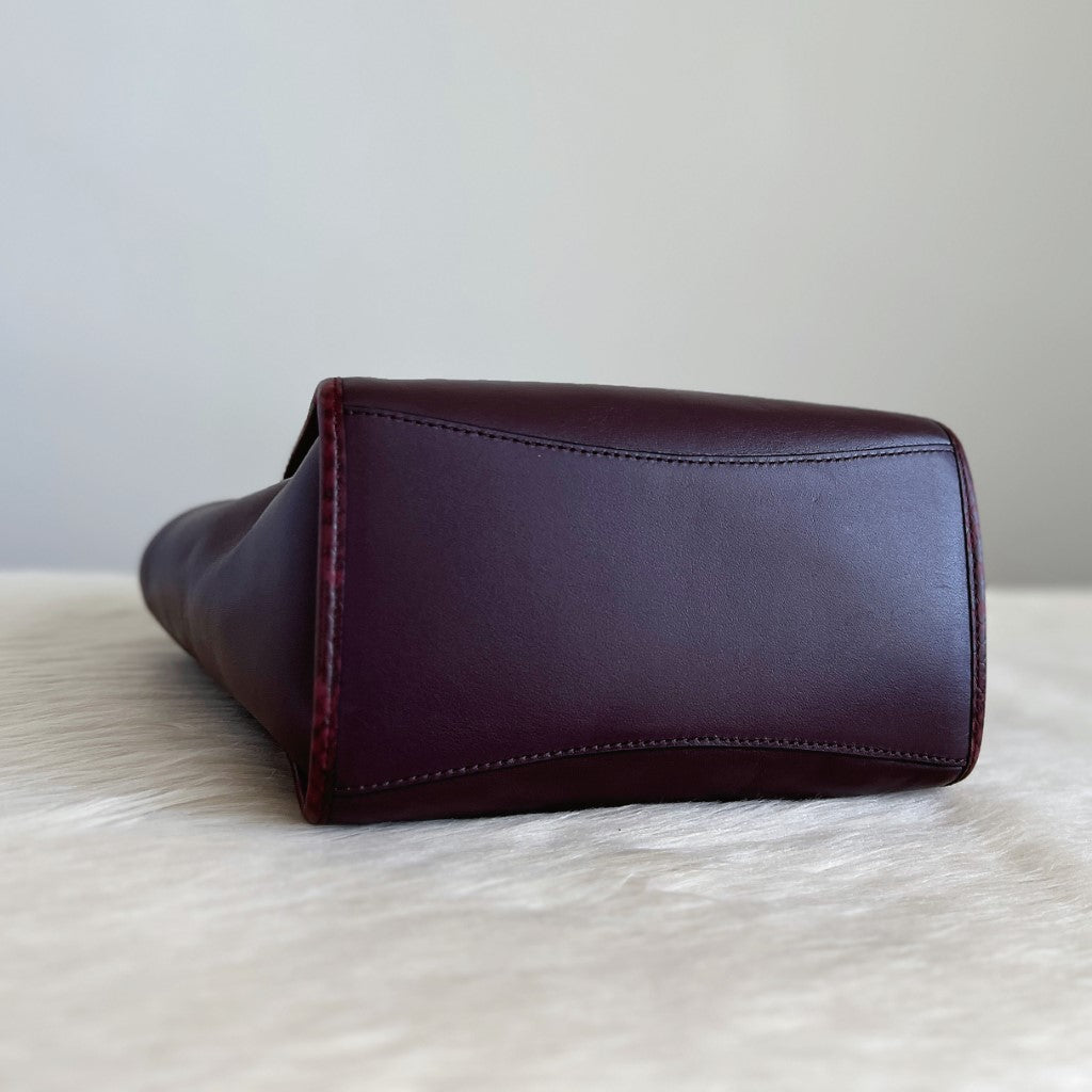 Coach Plum Leather Front Logo Small 2 Way Bag