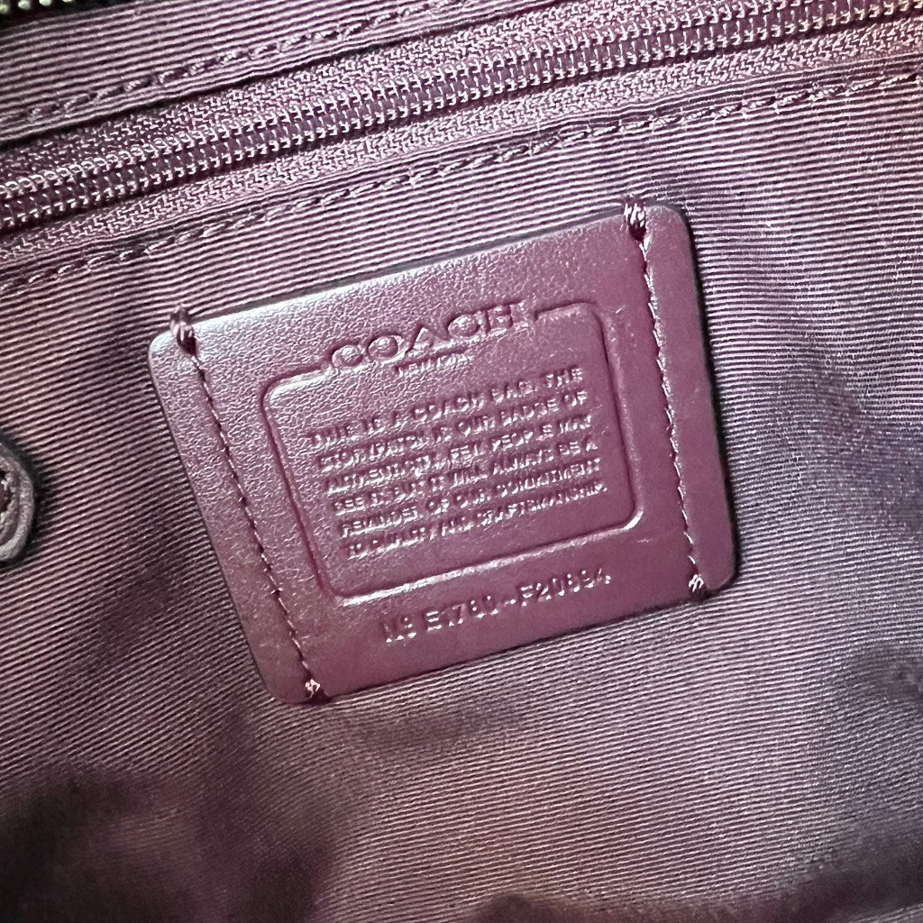 Coach Plum Leather Front Logo Small 2 Way Bag