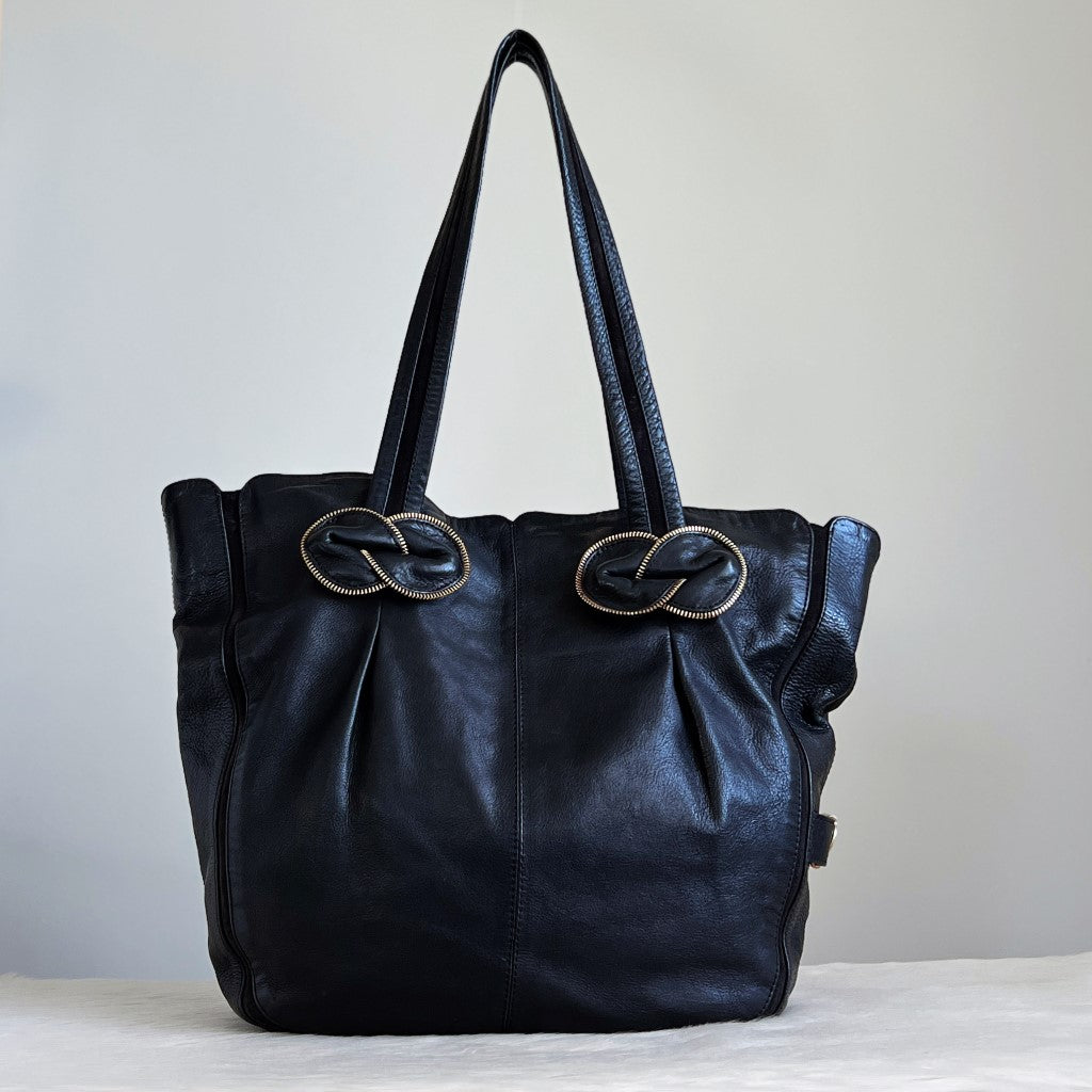 See by Chloe Black Leather Front Detail Large Shoulder Bag