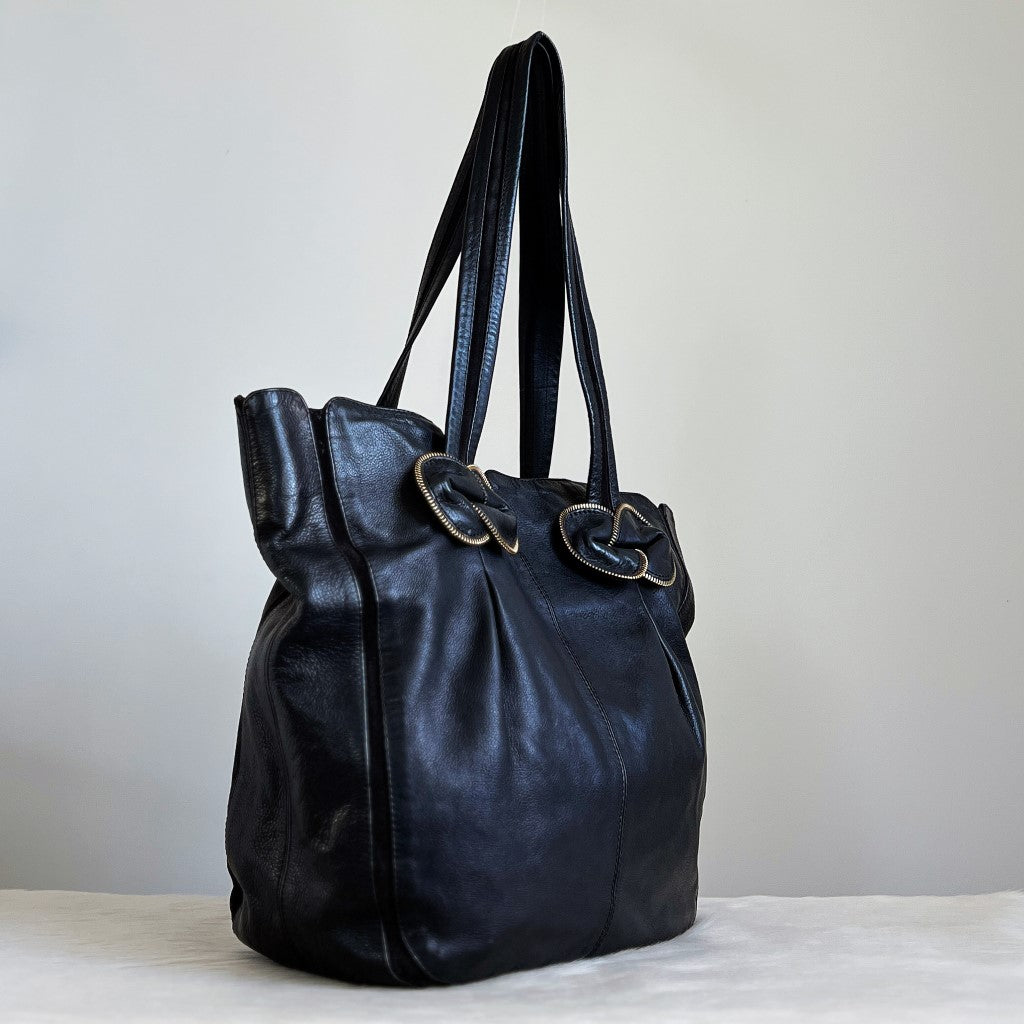 See by Chloe Black Leather Front Detail Large Shoulder Bag