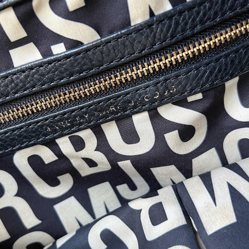 Marc Jacobs Black Leather Front Logo 2 Way Shoulder Bag