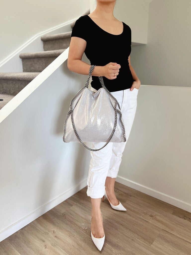Stella McCartney Silver Signature Falabella Shoulder Bag