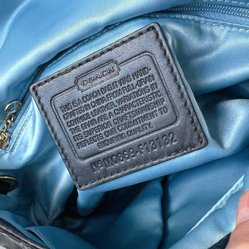 Coach Patent Black Leather Front Buckle Shoulder Bag