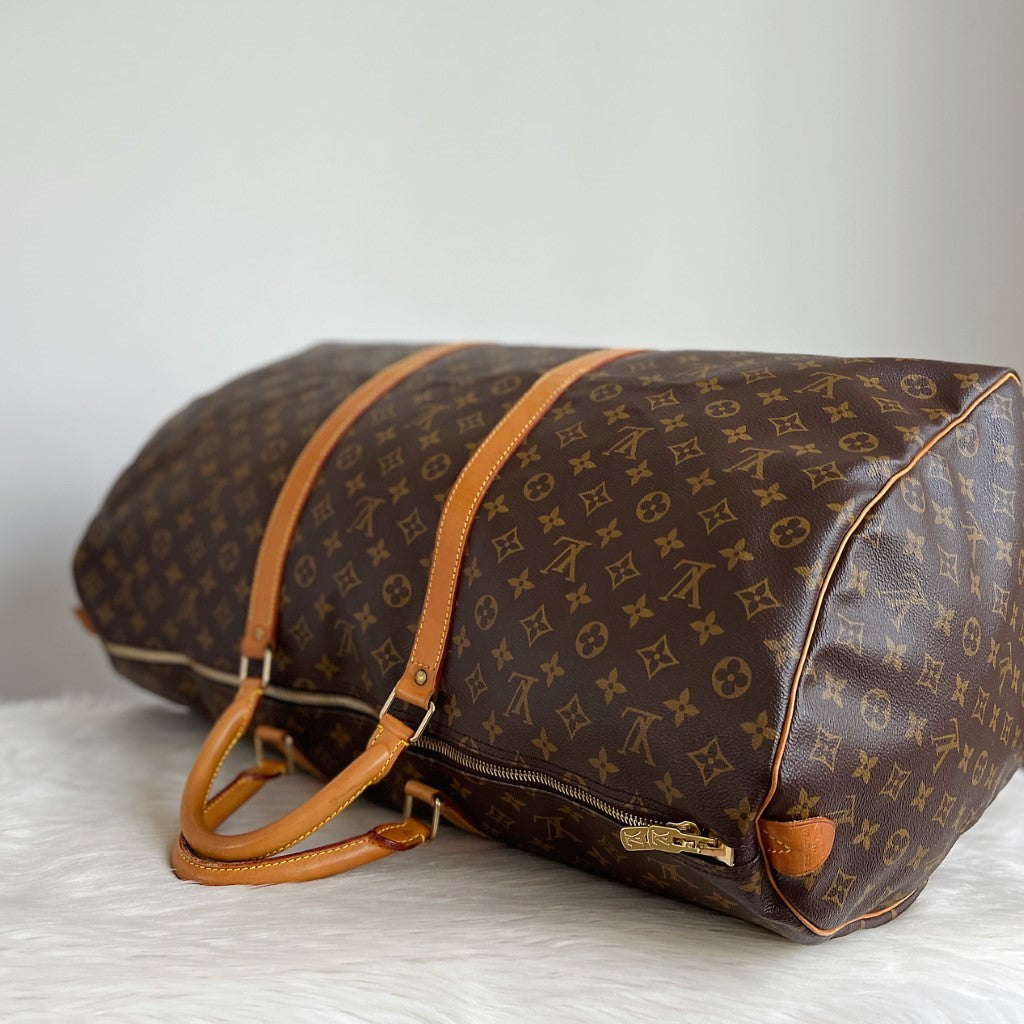Louis Vuitton Signature Monogram Keepall 60 Travel Bag + Lock & Key