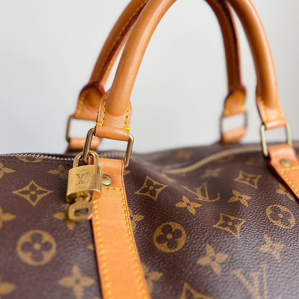 Louis Vuitton Signature Monogram Keepall 60 Travel Bag + Lock & Key