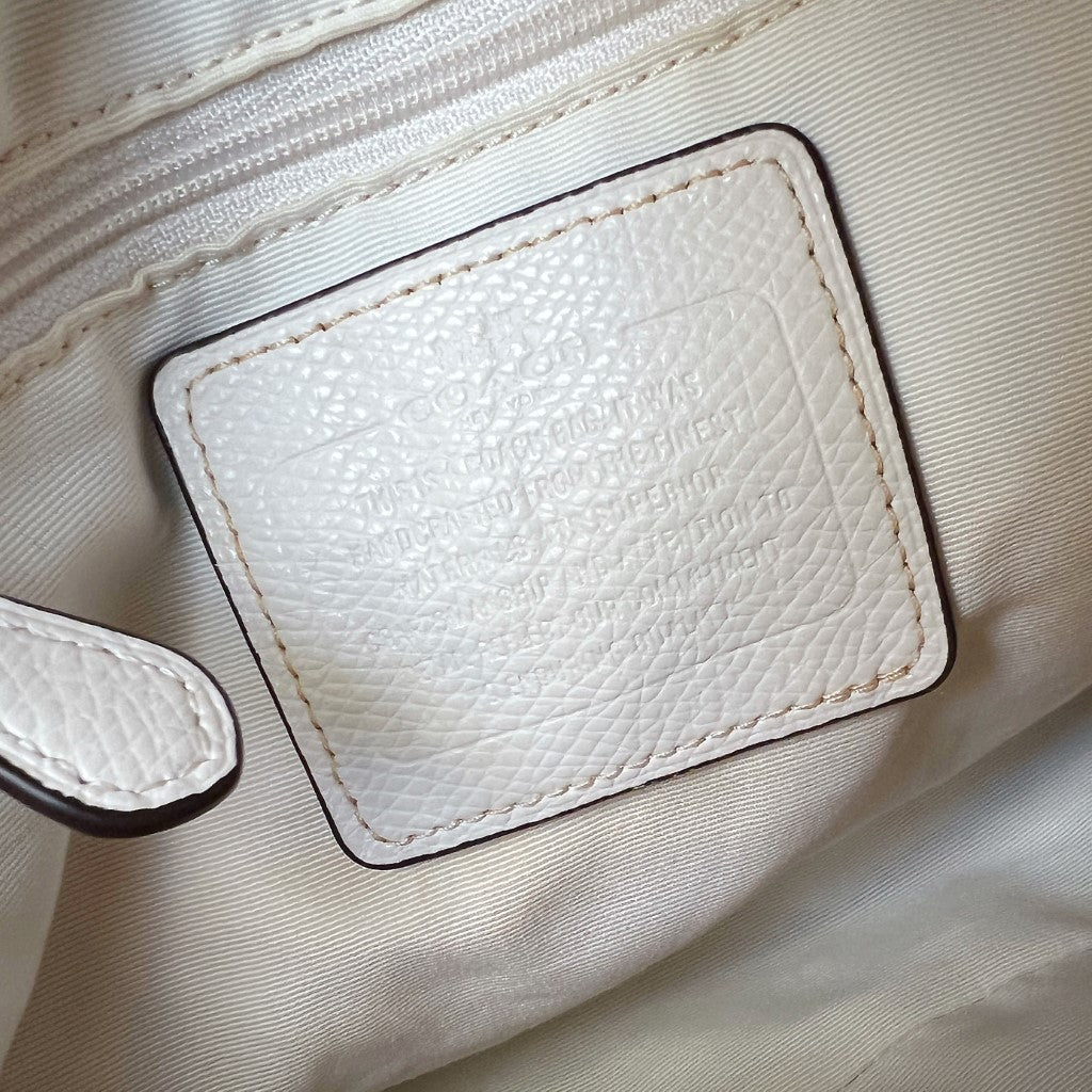 Coach White Leather Front Logo Boston 2 Way Shoulder Bag