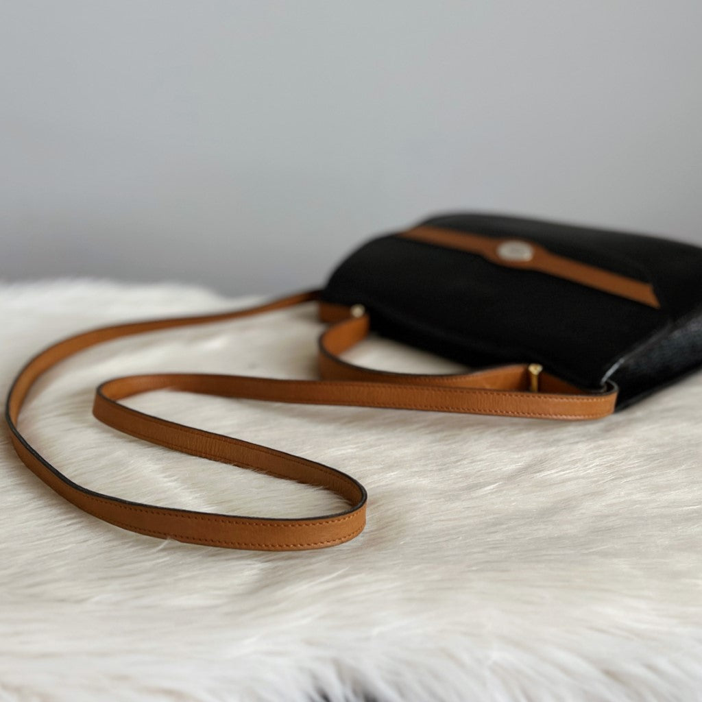 Christian Dior Two Tone Leather Front Logo 2 Way Shoulder Bag
