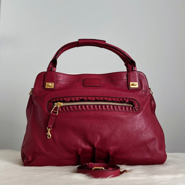 Chloe Fuchsia Leather Front Detail 2 Way Shoulder Bag