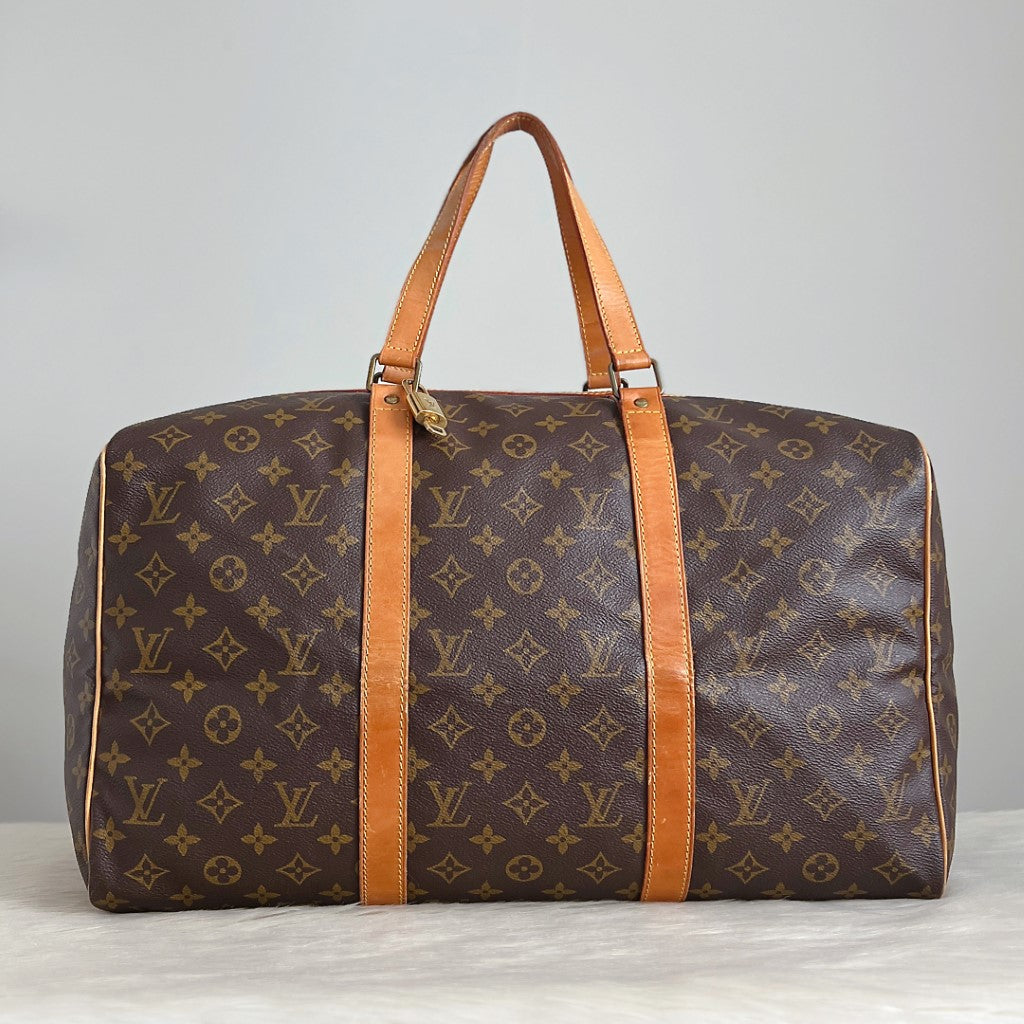 Louis Vuitton Signature Monogram Sac Souple 45 Travel Bag + Lock & Key
