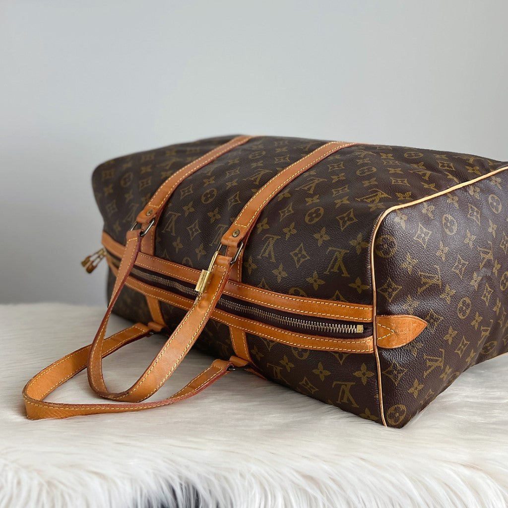 Louis Vuitton Signature Monogram Sac Souple 45 Travel Bag + Lock & Key