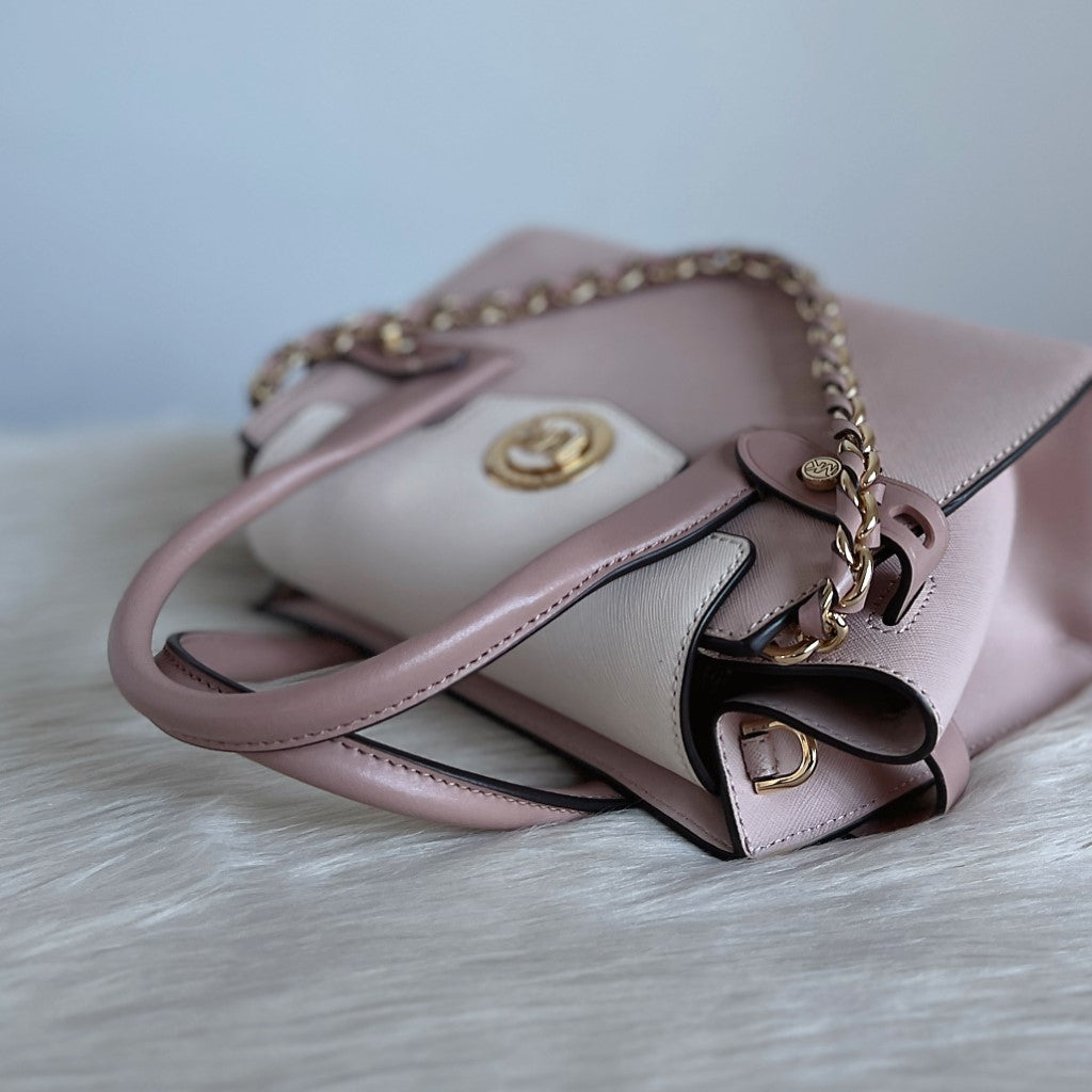 Michael Kors Two Tone Leather Chain Detail 2 Way Shoulder Bag Like New