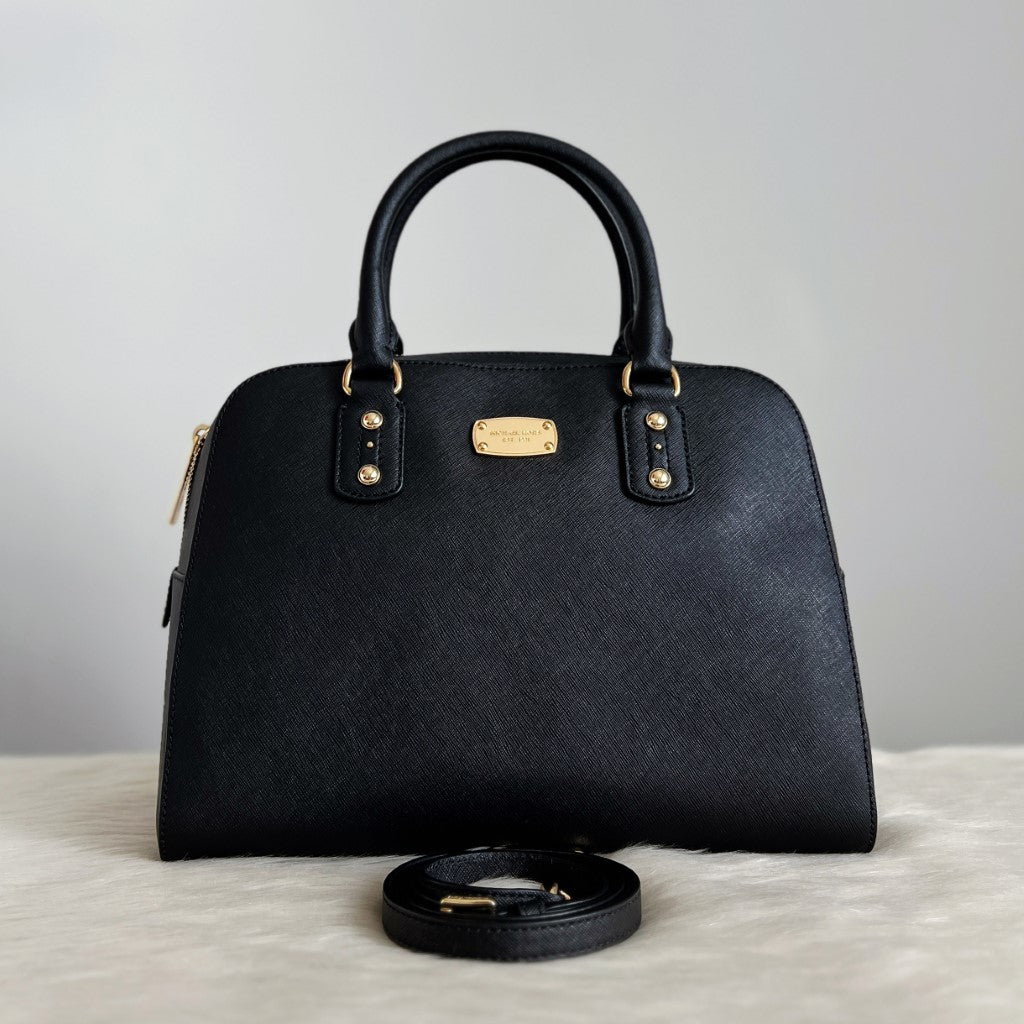 Michael Kors Black Leather Boston Career 2 Way Shoulder Bag Like New