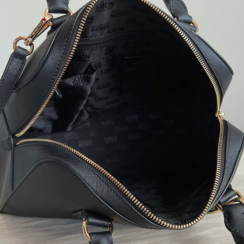 Michael Kors Black Leather Boston Career 2 Way Shoulder Bag Like New