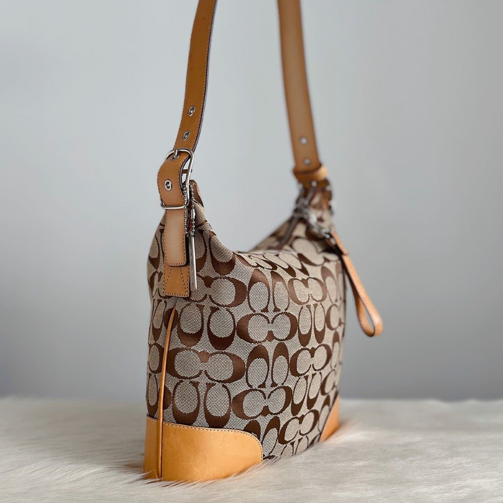 Coach Leather Monogram Tassel Charm Crossbody Shoulder Bag
