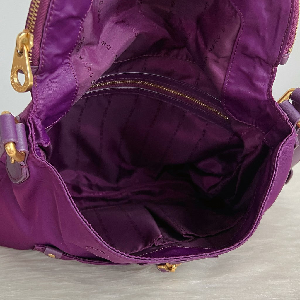 Marc Jacobs Purple Front Patch Zip Flap Crossbody Shoulder Bag