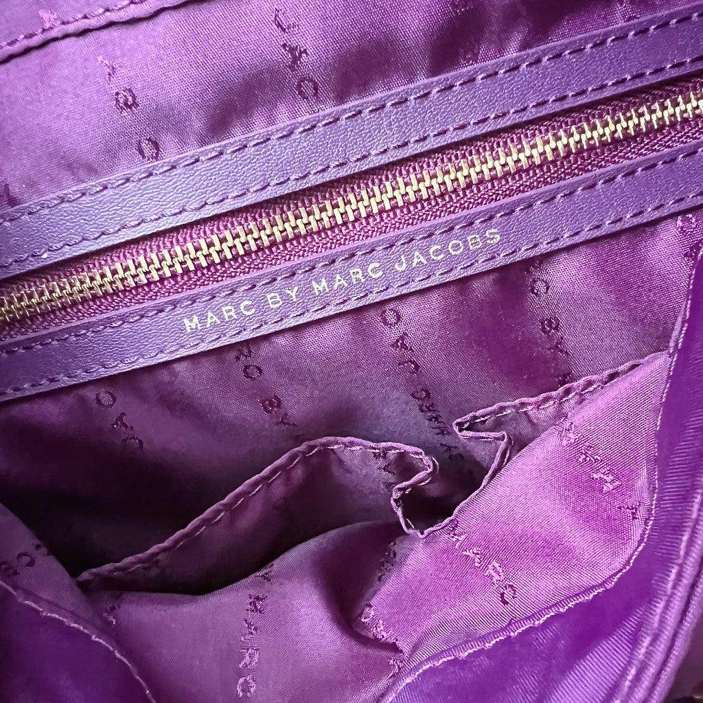 Marc Jacobs Purple Front Patch Zip Flap Crossbody Shoulder Bag