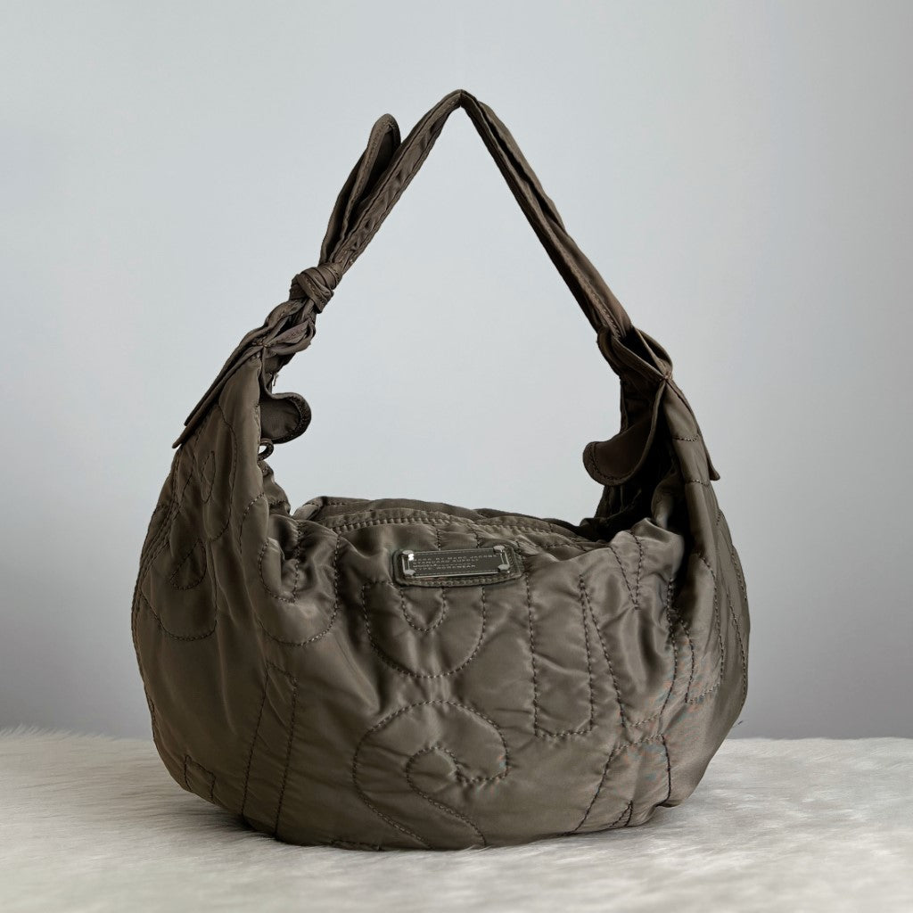 Marc Jacobs Olive Quilted Half Moon Slouchy Shoulder Bag