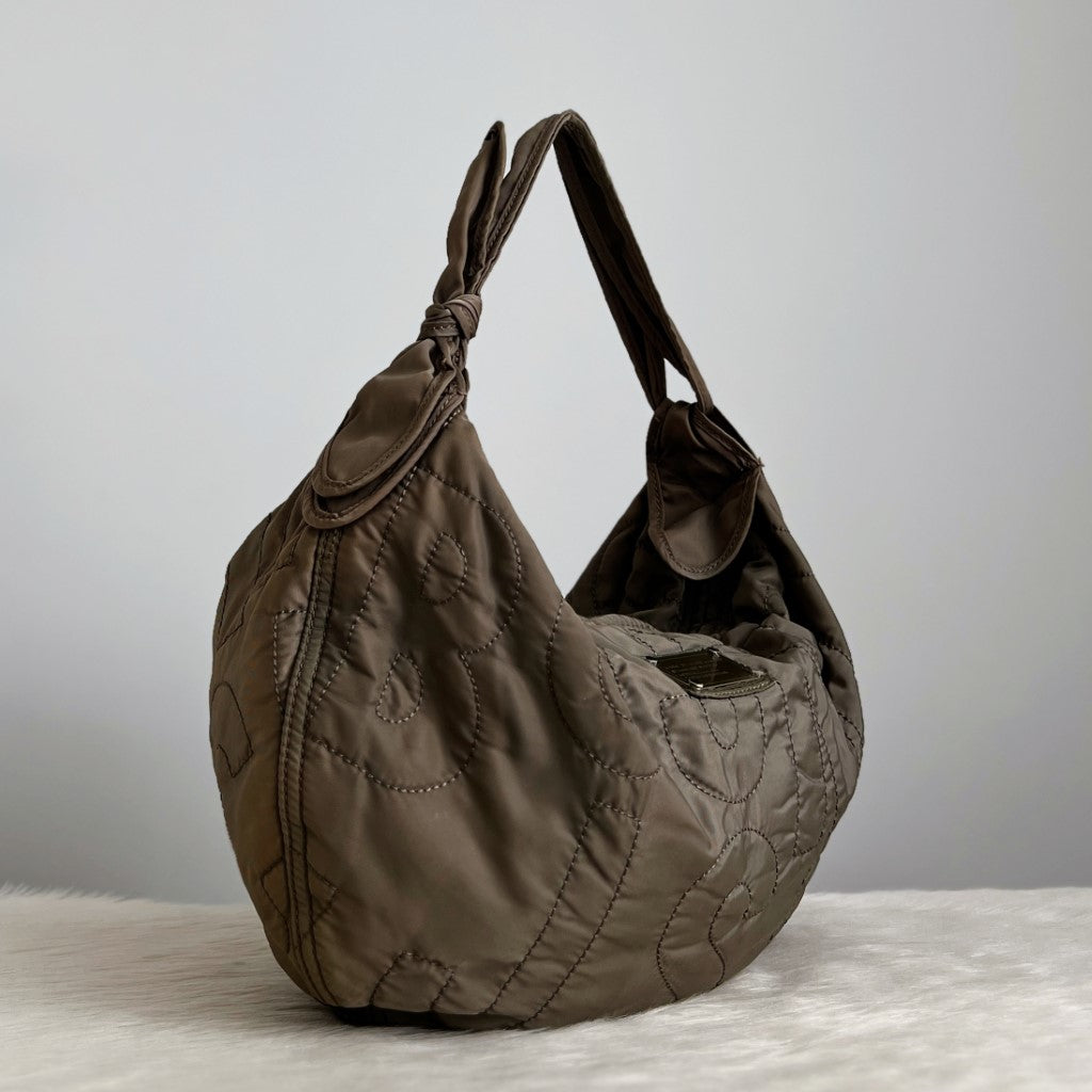 Marc Jacobs Olive Quilted Half Moon Slouchy Shoulder Bag