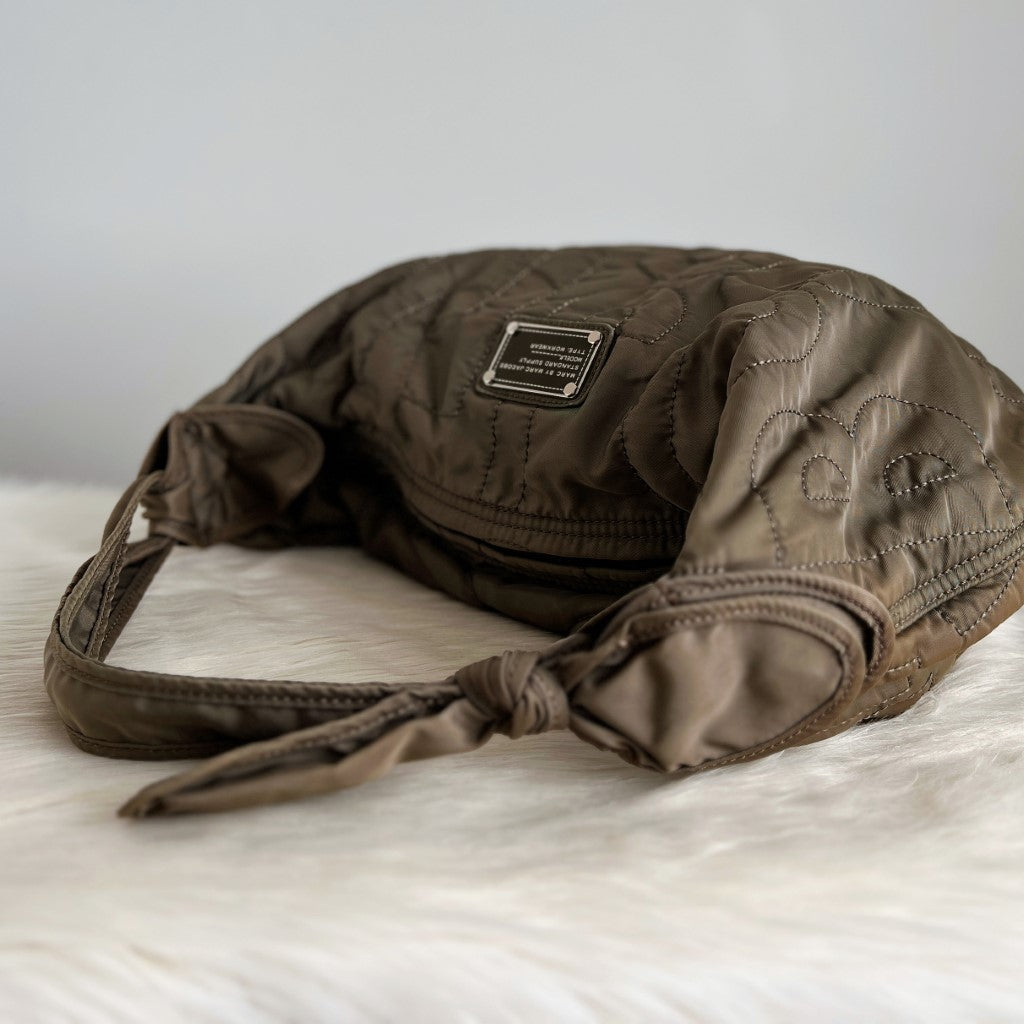 Marc Jacobs Olive Quilted Half Moon Slouchy Shoulder Bag