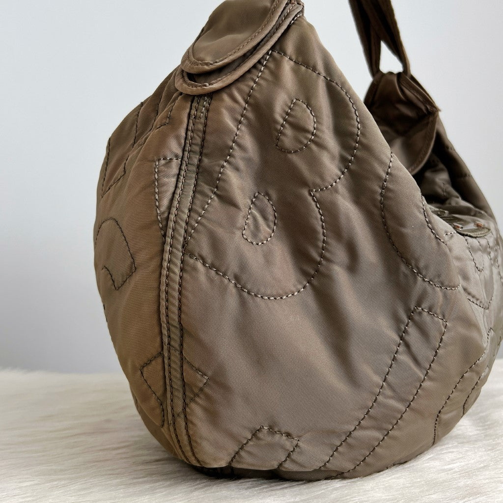 Marc Jacobs Olive Quilted Half Moon Slouchy Shoulder Bag