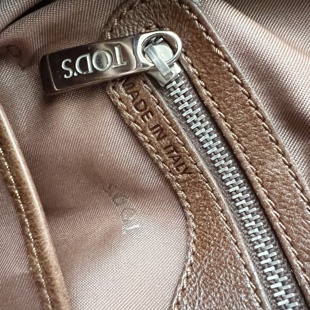 Tod's Brown Leather Front Logo Shoulder Bag