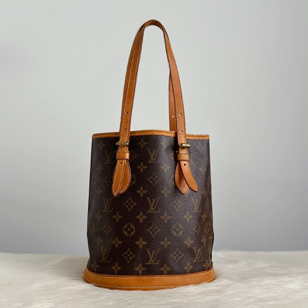 Louis Vuitton Signature Monogram Bucket PM Shoulder Bag