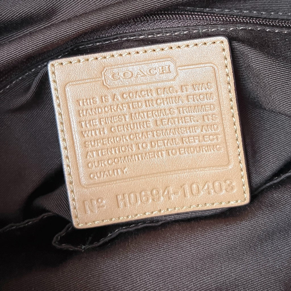 Coach Caramel Leather Monogram Charm Detail Crossbody Shoulder Bag