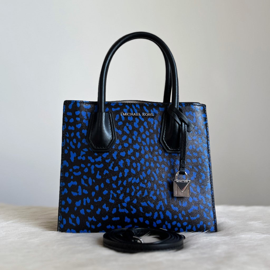 Michael Kors Two Tone Pattern Leather Triple Compartment 2 Way Shoulder Bag Like New