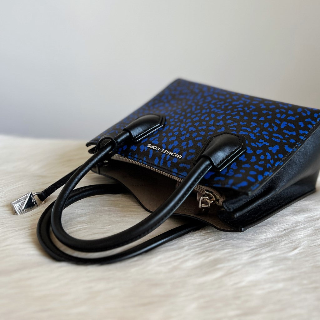 Michael Kors Two Tone Pattern Leather Triple Compartment 2 Way Shoulder Bag Like New
