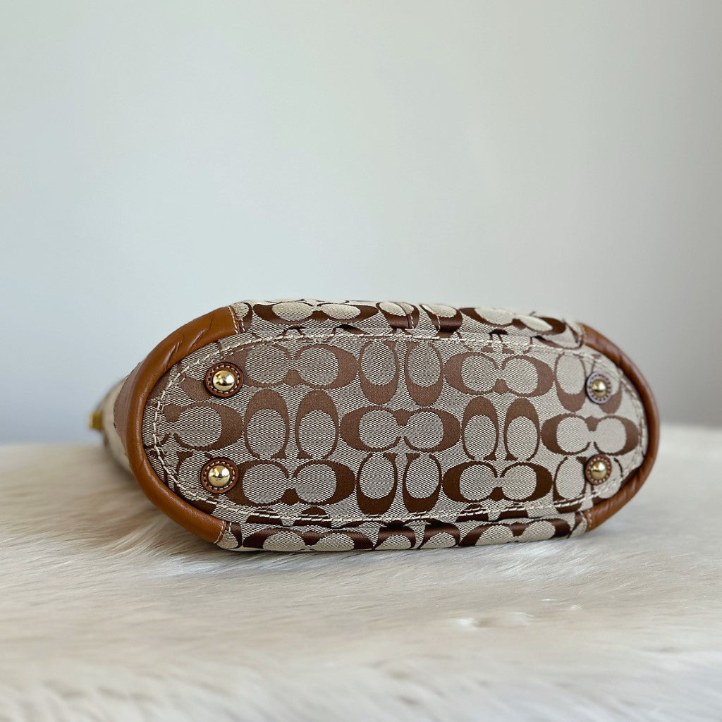 Coach Signature Monogram Side Turn Lock Detail Shoulder Bag