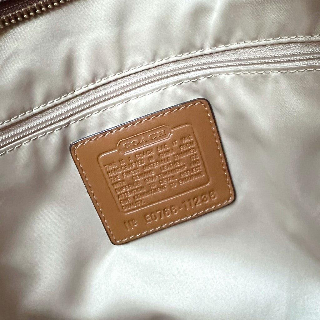 Coach Signature Monogram Side Turn Lock Detail Shoulder Bag