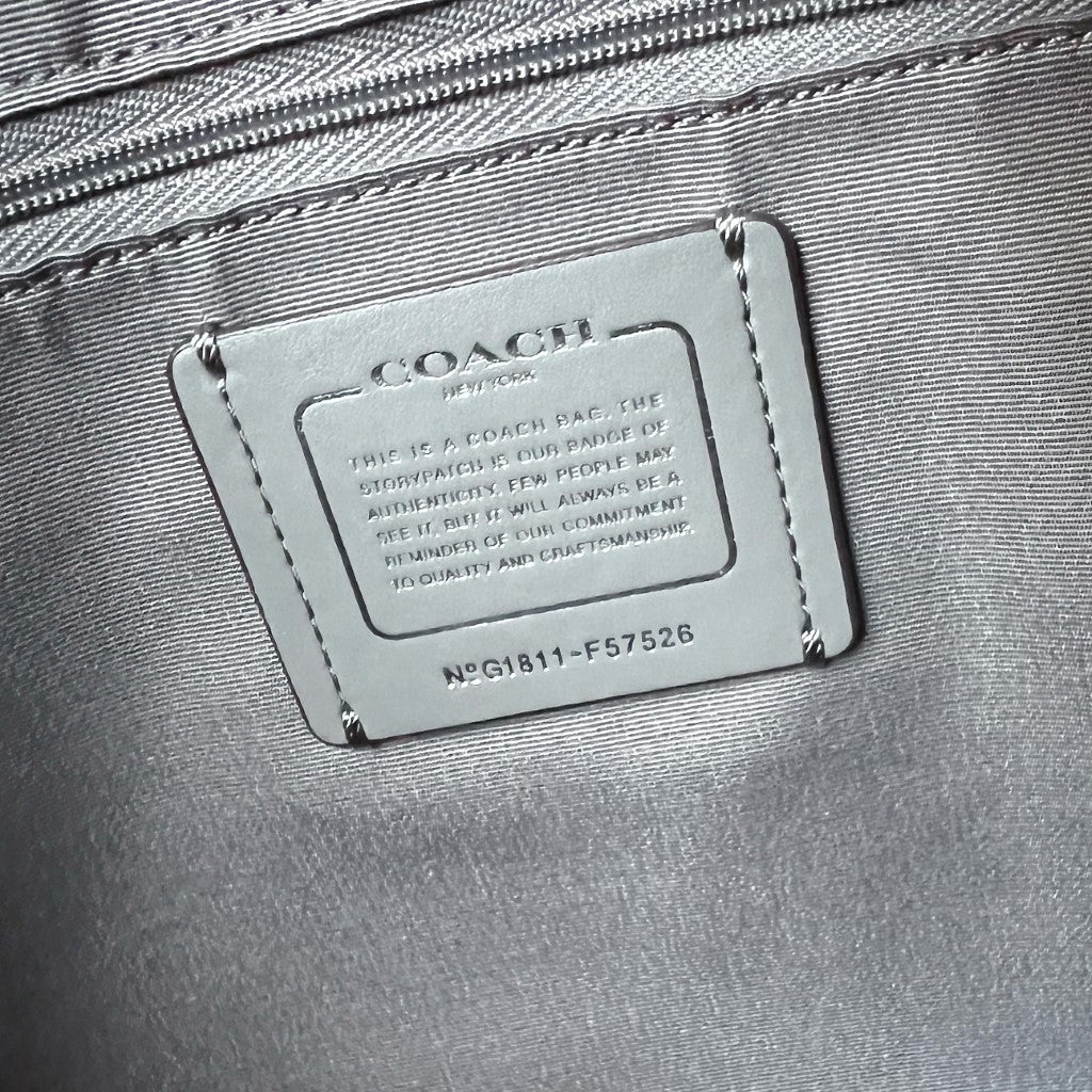 Coach Grey Leather Chain Detail Career Shoulder Like New