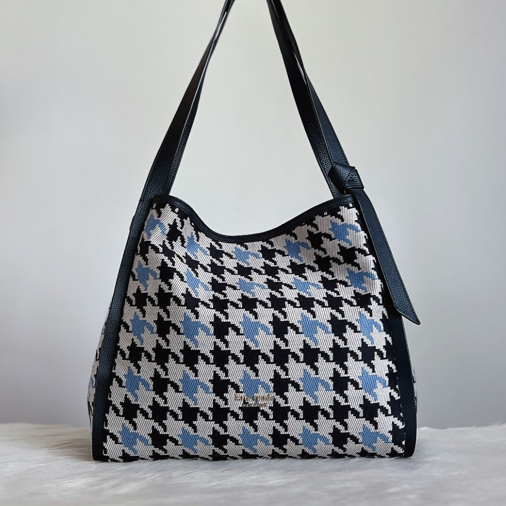 Kate Spade Pattered Woolen Patchwork Triple Compartment Shoulder Bag Like New