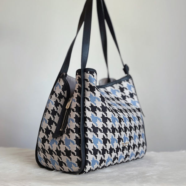 Kate Spade Pattered Woolen Patchwork Triple Compartment Shoulder Bag Like New