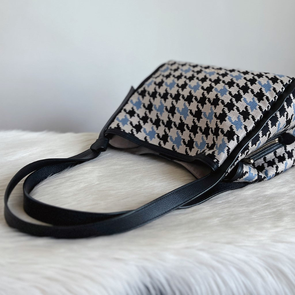 Kate Spade Pattered Woolen Patchwork Triple Compartment Shoulder Bag Like New