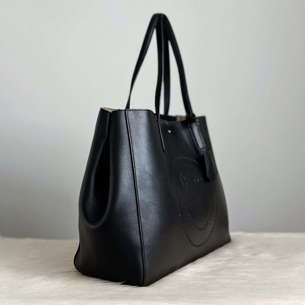 Anya Hindmarch Black Leather Signature Smily Face Shoulder Bag