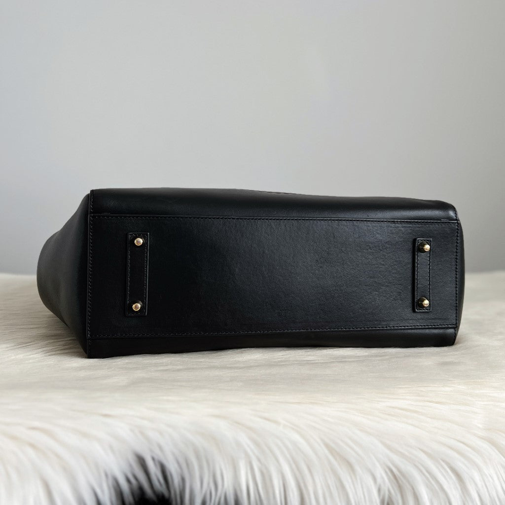 Anya Hindmarch Black Leather Signature Smily Face Shoulder Bag